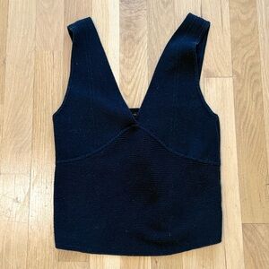 Banana Republic Black Ribbed Knit V-Neck Tank Top | Size Small